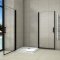 AICA cabine de douche 100x80cm porte de douche pivotante noir en 8mm verre anticalcaire hauteur:200cm