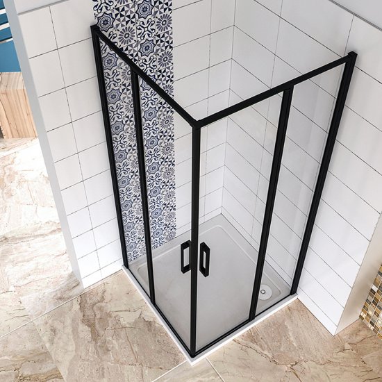AICA cabine de douche 120x100x185cm en verre anticalcaire cabine de douche rectangulaire profilé noir mat - Cliquez sur l'image pour la fermer