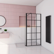 AICA paroi de douche industrielle 90x200cm avec un retour pivotant 30cm livré avec une barre de stabilisation 90cm