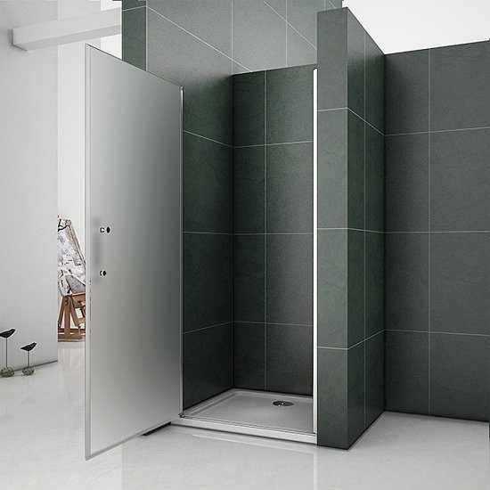 Aica porte de douche pivotante 76x187cm verre anticalcaire et sablé installation en niche - Cliquez sur l'image pour la fermer