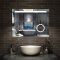 Miroir de salle de bain 80cmx60cm avec LED couleur et luminosité réglables + anti-buée + Miroir grossissant + Horloge numérique