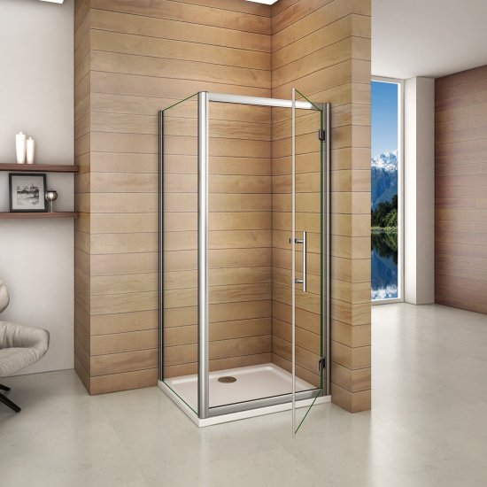 Aica cabine de douche 100x90x185cm porte de pivotante avec une paroi de douche - Cliquez sur l'image pour la fermer