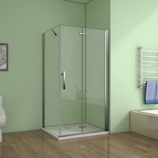 Aica cabine de douche 120x76x185cm verre anticalcaire avec une barre de fixation de 45cm - Cliquez sur l'image pour la fermer
