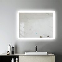 AICA Miroir de salle de bain avec éclairage LED avec anti-buée Modèle soleil 80x60cm