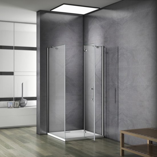 Aica cabine de douche 90x80x185cm porte de douche 90cm avec paroi de douche 80cm cabine de douche à charnière en verre anticalcaire - Cliquez sur l'image pour la fermer