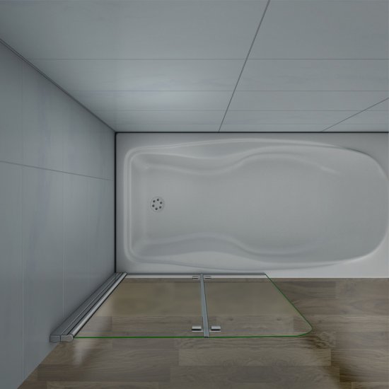 Aica 900x1400x6 mm pare-baignoire à 2 volets , pare baignoire pivotant, porte de baignoire, écran de baignoire, verre sécurité et bande central dépoli - Cliquez sur l'image pour la fermer