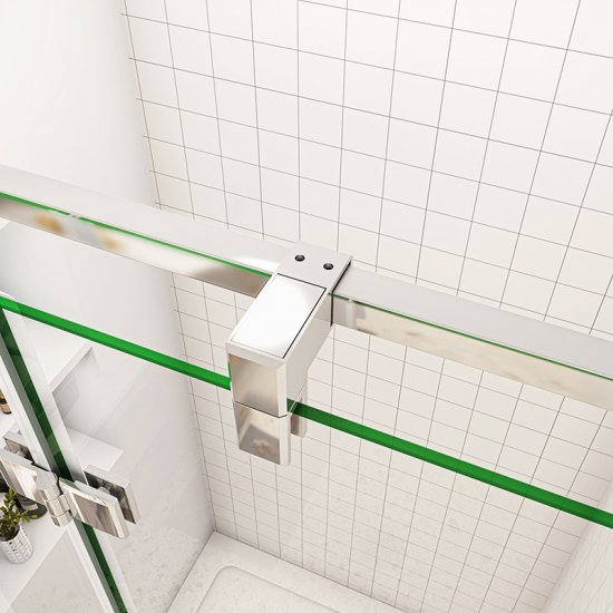 AICA Porte de douche pivotante 90x195cm en 6mm verre de sécurité anticalcaire avec barre de fixation - Cliquez sur l'image pour la fermer
