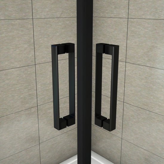 AICA cabine de douche 100x100cm porte de douche pivotante noir en 8mm verre anticalcaire hauteur:200cm - Cliquez sur l'image pour la fermer