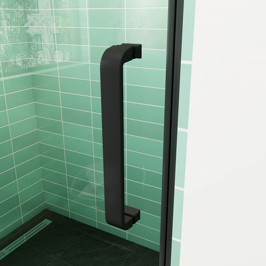 AICA porte de douche pivotante 80x195cm profilé noir 8mm verre anticalcaire installation en niche - Cliquez sur l'image pour la fermer