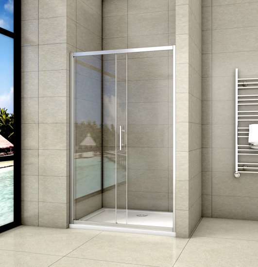 Porte de douche coulissante 140x190cm en niche porte de douche AICA - Cliquez sur l'image pour la fermer