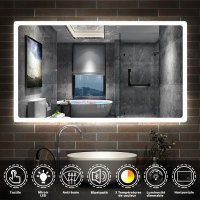 70 x 50 cm Miroir salle de bain Bluetooth antibuée avec 3 couleurs