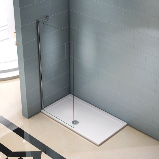 Aica paroi de douche 800x2000x8mm en verre sécurité et anticalcaire walk in paroi de douche à l'italienne avec barre de fixation 360° - Cliquez sur l'image pour la fermer