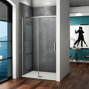 Aica porte de douche coulissante 130x195cm, paroi de douche 8mm verre trempé anticalcaire, installation en niche