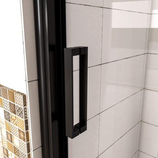 Aica porte de douche noir mat 120 x195cm porte de douche avec l'amortisseur porte coulissante en 8mm verre anticalcaire - Cliquez sur l'image pour la fermer