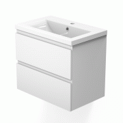 Meuble de salle de bain, Meuble de rangement avec lavabo, Meuble sous vasque suspendu, Blanc 50cm