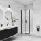 AICA porte de douche battante 110x200cm avec un élément fixe, profilé noir mat, Porte de douche Hauteur 200cm en 8mm verre anticalcaire