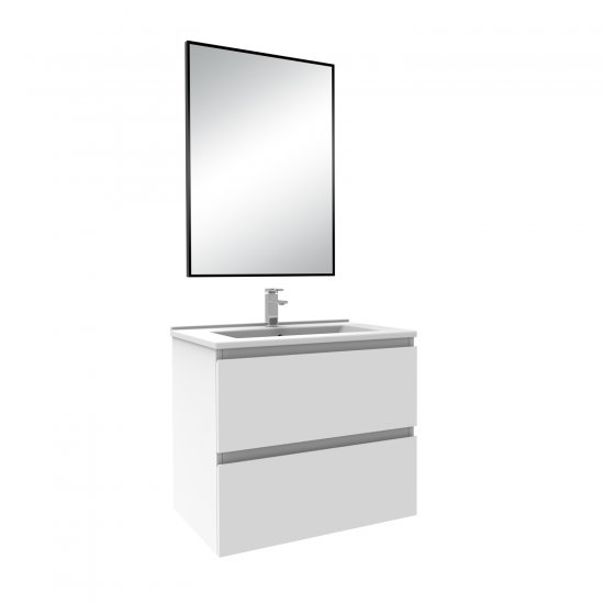 Meuble salle de bain simple vasque 60cm blanc meuble acve miroir - Aica - Cliquez sur l'image pour la fermer