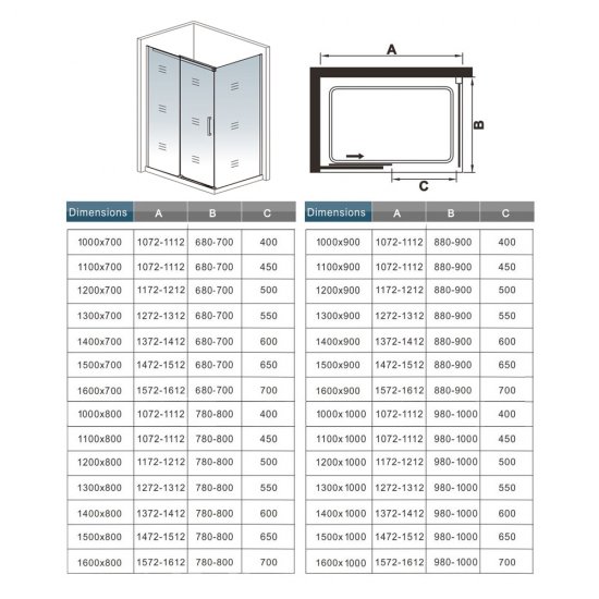 Cabine de douche 100x80x195cm en verre anticalcaire AICA cabine de douche installation d'angle - Cliquez sur l'image pour la fermer