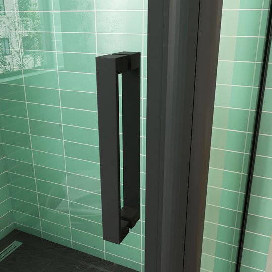 AICA cabine de douche 160x90x195cm porte de douche avec l'amortisseur cabine de douche en 8mm verre anticalcaire profilé noir mat - Cliquez sur l'image pour la fermer