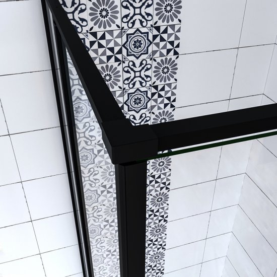 AICA cabine de douche 140x100x185cm en verre anticalcaire cabine de douche rectangulaire profilé noir mat - Cliquez sur l'image pour la fermer