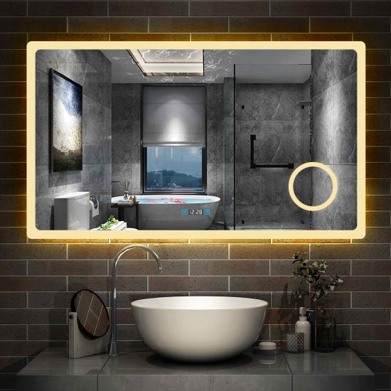 Miroir de salle de bain 140cmx80cm avec LED couleur et luminosité