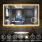 Miroir de salle de bain 140cmx80cm multifonctionnel avec couleur LED réglable + antibuée + Panneau LCD (Tactile, Haut-Parleur Bluetooth, Horloge, Date