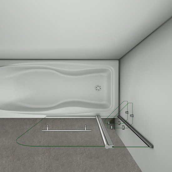 Aica 120x140cm pare baignoire pivotant 180°,écran de baignoire, porte de baignoire , 6mm verre trempé , porte-serviette, avec 2 étagères - Cliquez sur l'image pour la fermer