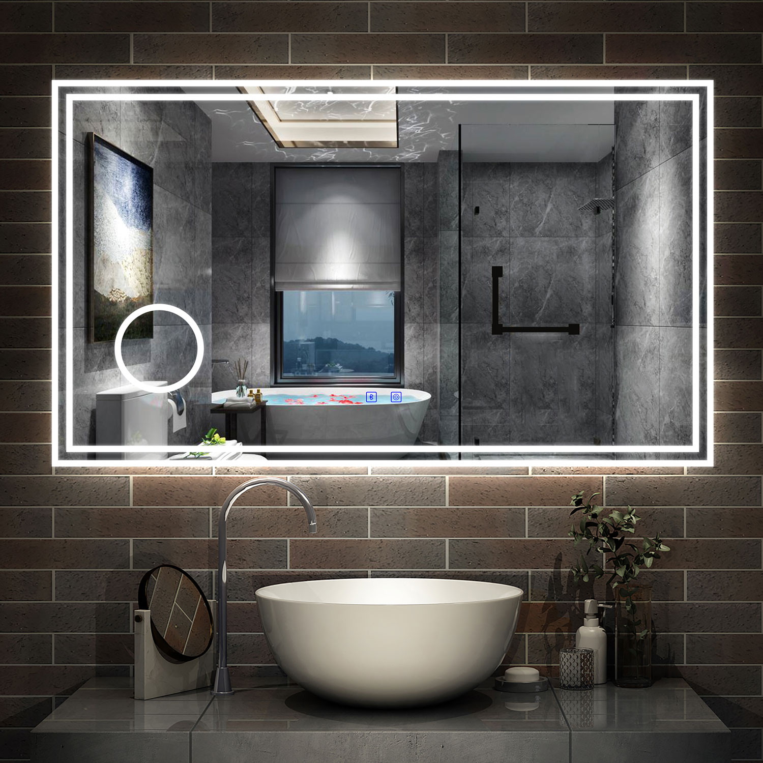 Miroir salle de bain avec éclairage frontal - 700x600 mm - Pegasus