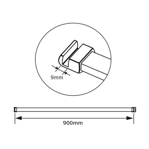 Aica 160x200cm 8mm paroi de douche en verre anticalcaire avec barre de fixation 90cm - Cliquez sur l'image pour la fermer